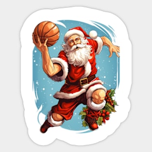 Santa Clause Play Basketball Christmas Gift Sticker